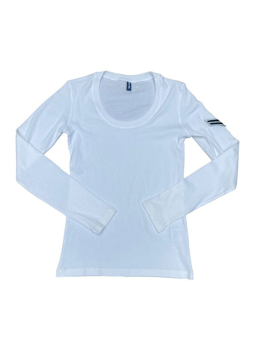 White Ribbed Longsleeves Size XL fits M