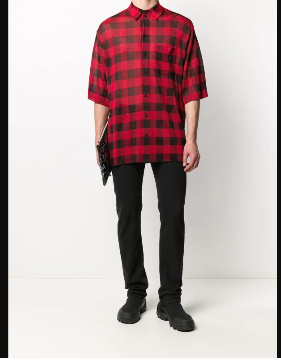 Balenciaga Checked Red / Black Shirt Size XS