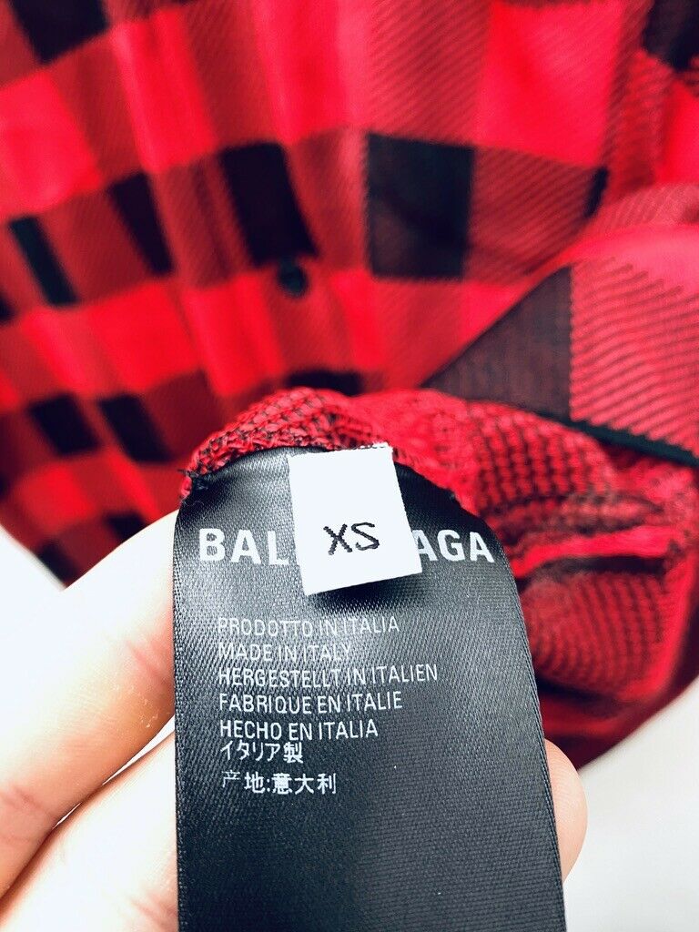 Balenciaga Checked Red / Black Shirt Size XS