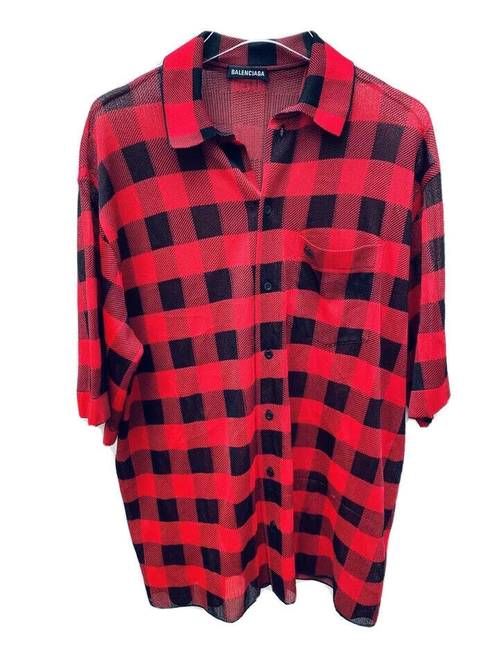 Balenciaga Checked Red / Black Shirt Size XS