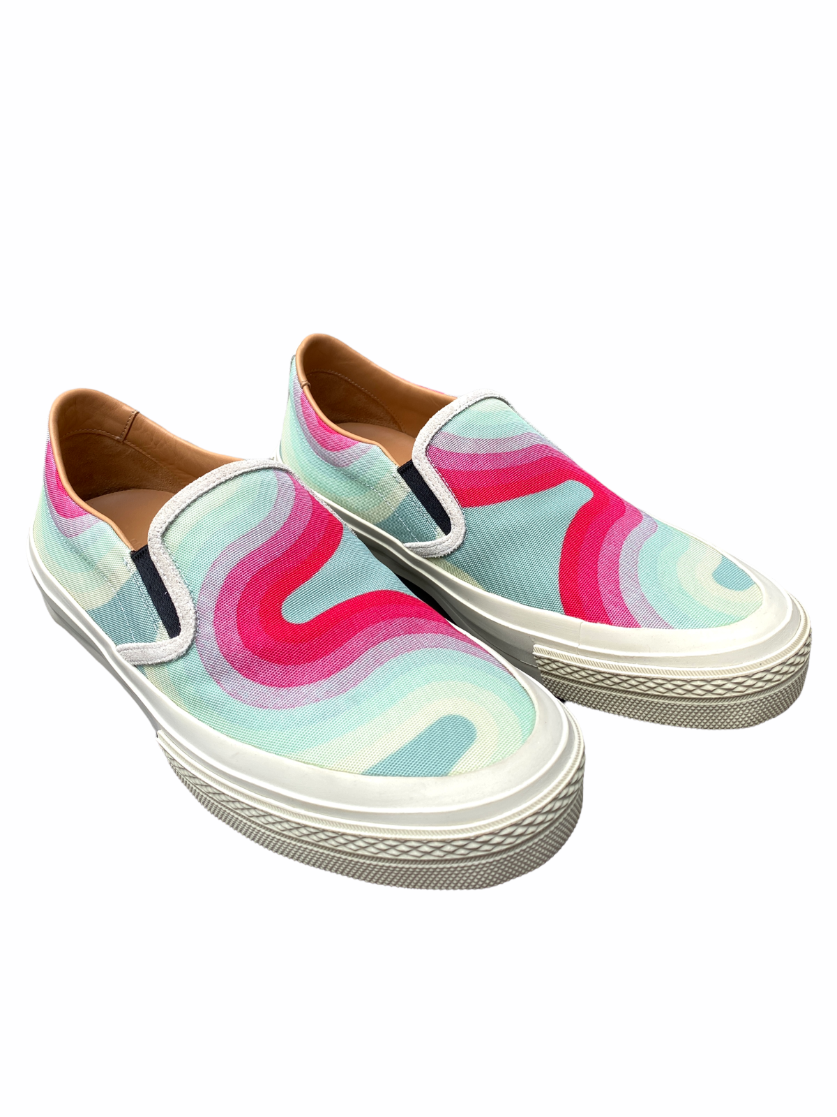 Iconic Waves patterns Blue Slip Ons