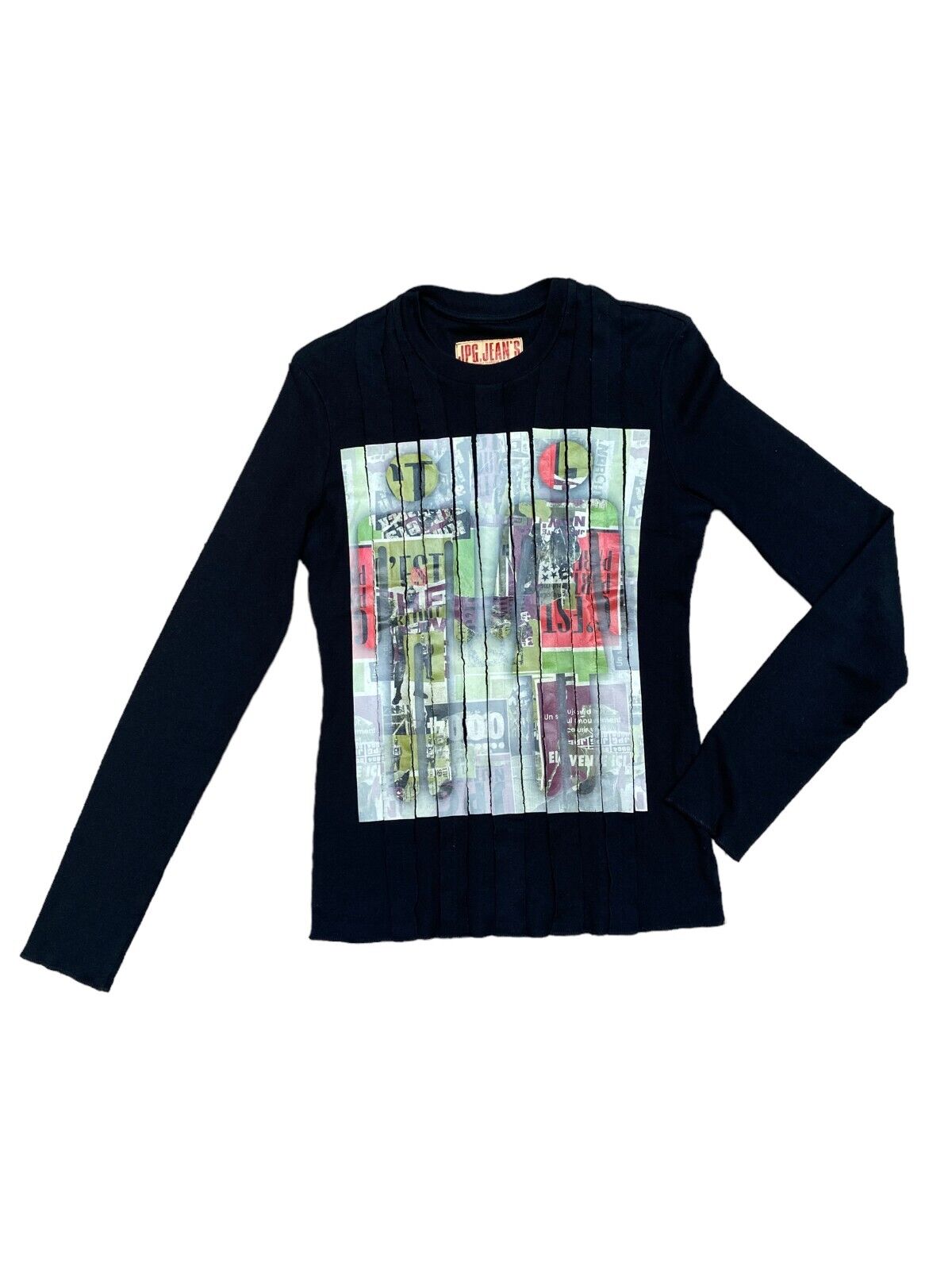 Anarchy Print Vintage Lacerated Black Longsleeves Size M Unis