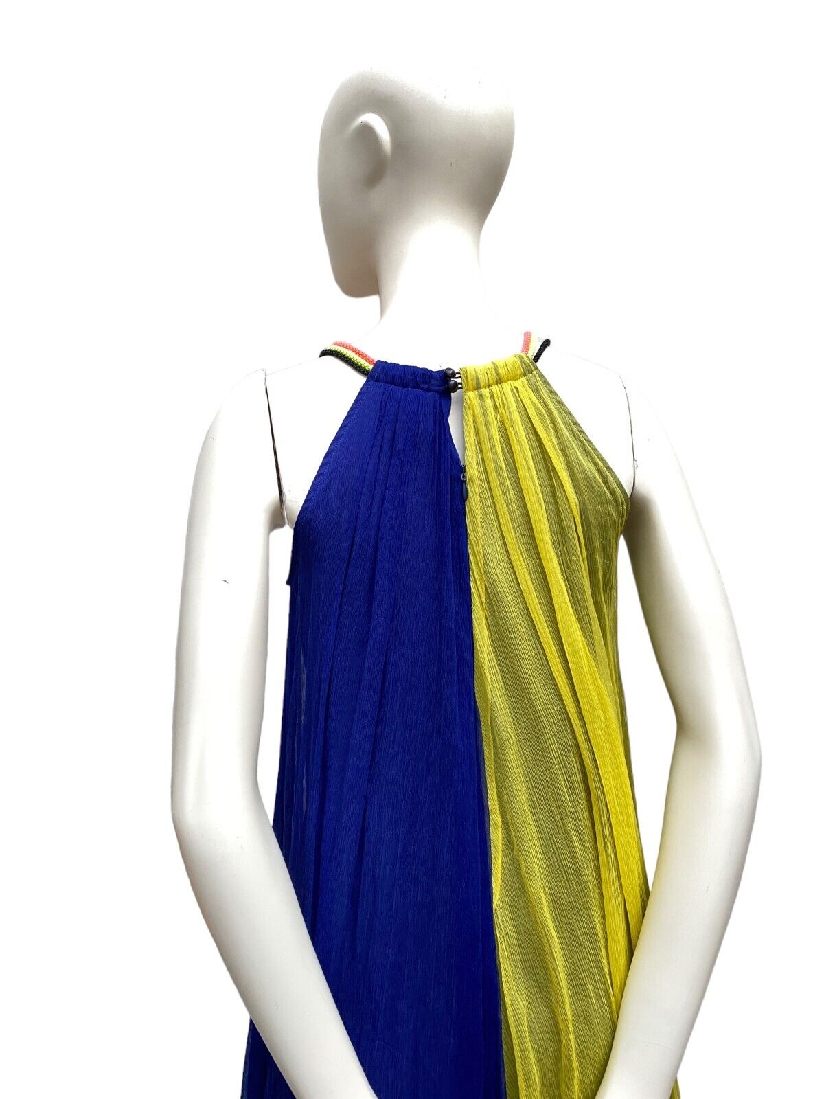 Smooth Silk Sleeveless Colorful Maxi Dress Primary colors S
