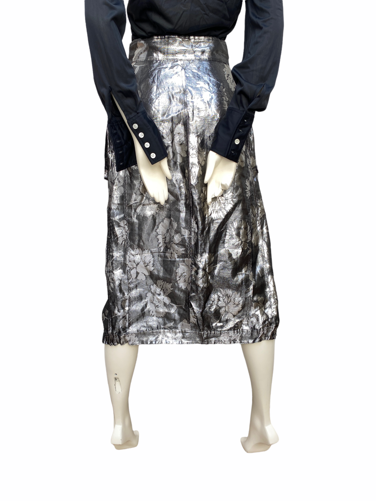 1595$ Maison Margiela SS 2016 Gorgeous Silver Cargo Floral Skirt