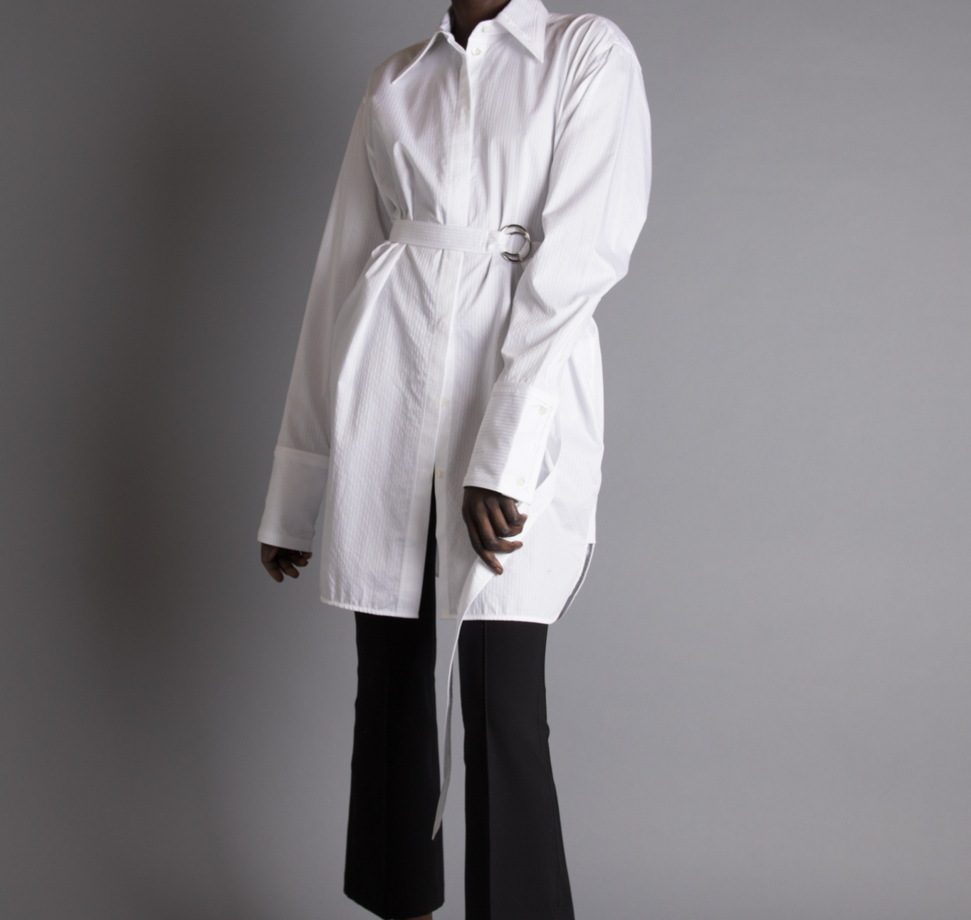 Helmut Lang Belted White Oversized Shirt - Dress Size S / Small