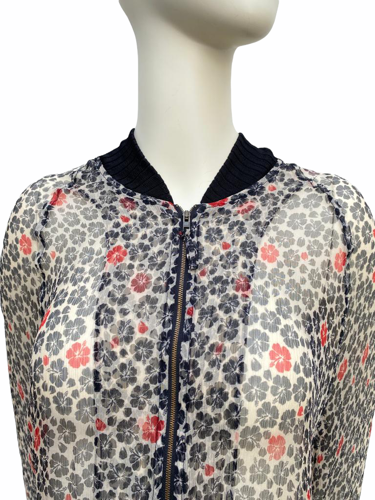 Transparent Leopard silk floral jacket