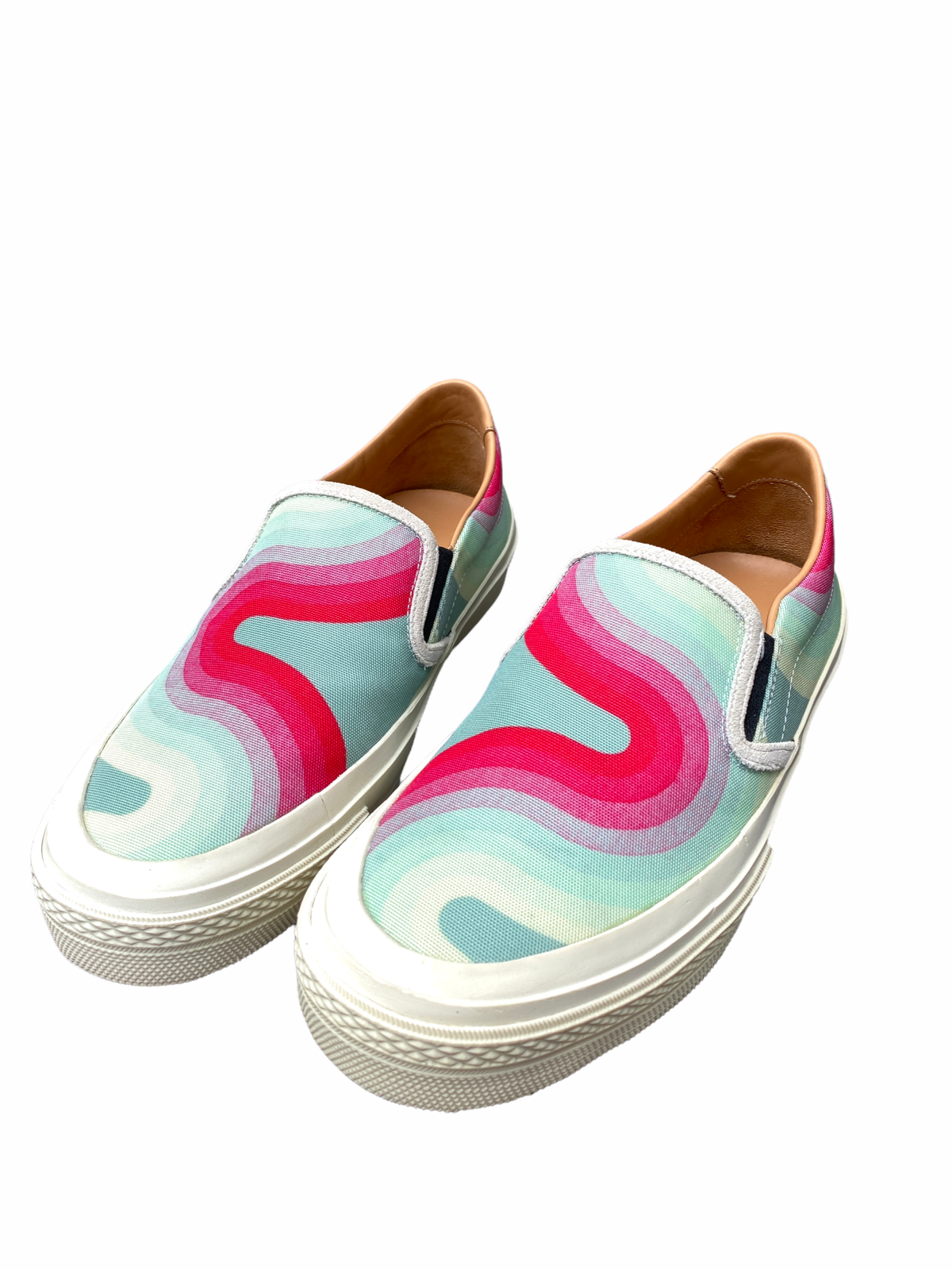 Iconic Waves patterns Blue Slip Ons
