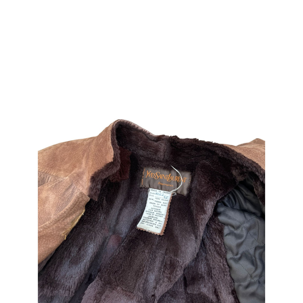 Vintage 1980s Brown suede Fur lining coat