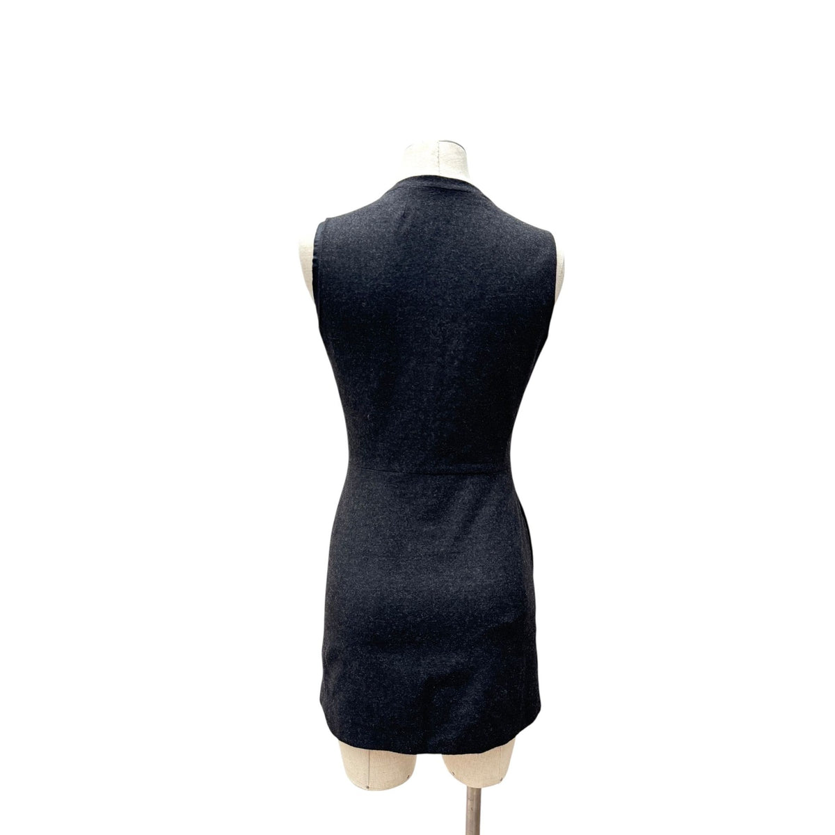 Charcoal Grey Wool &amp; Cashmere Asymmetric Button Dress