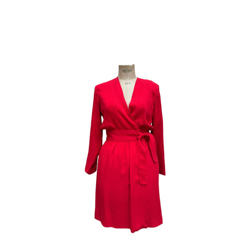 Winter 1985 Vintage Red Wool Wrap Dress