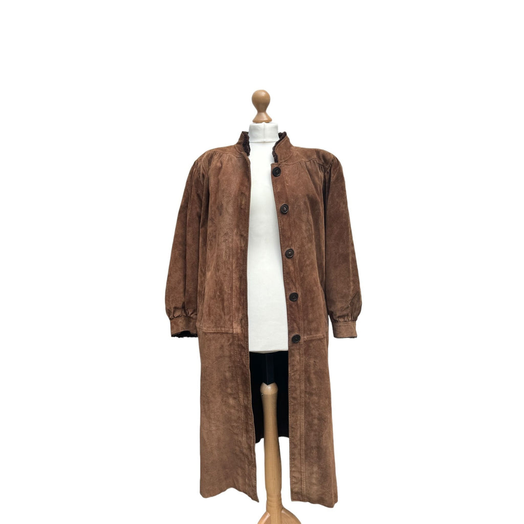 Vintage 1980s Brown suede Fur lining coat