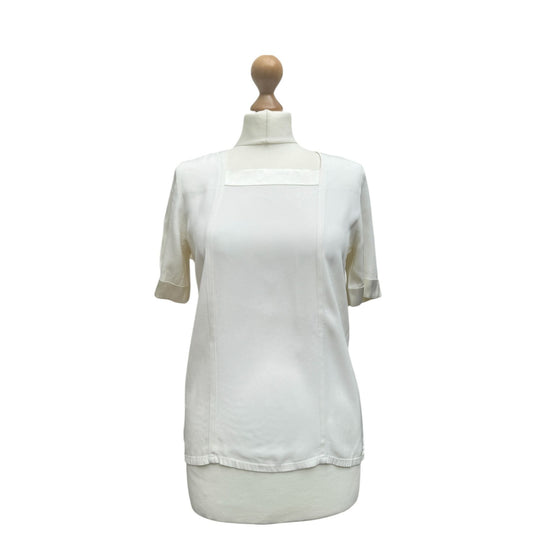 1990s Ivory Silk Square-Neck Blouse