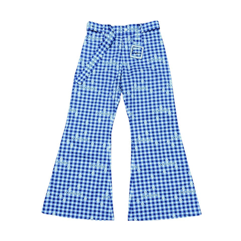 Blue Checkered Wide Pants