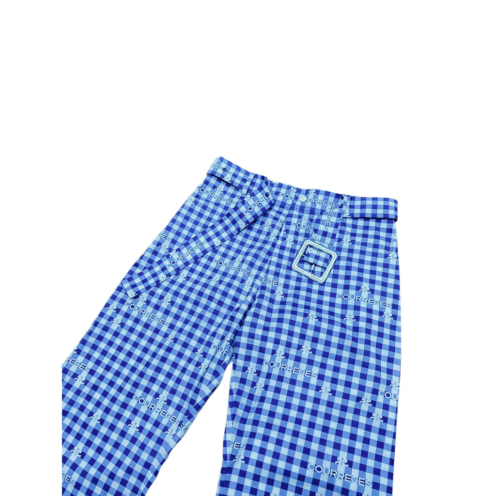 Blue Checkered Wide Pants