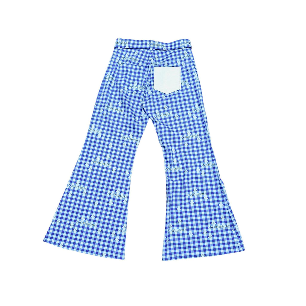 Blue Checkered Wide Pants