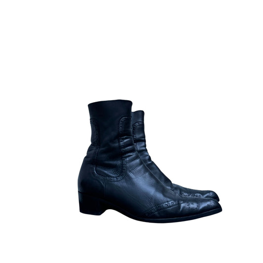 Black Leather Ankle Boots