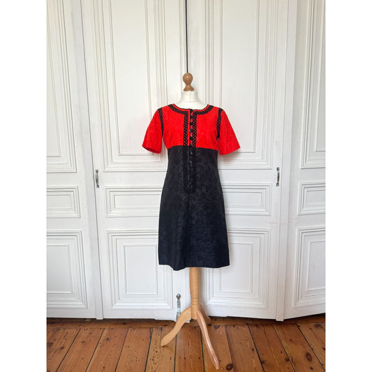 1995 Red Black Silk Dress