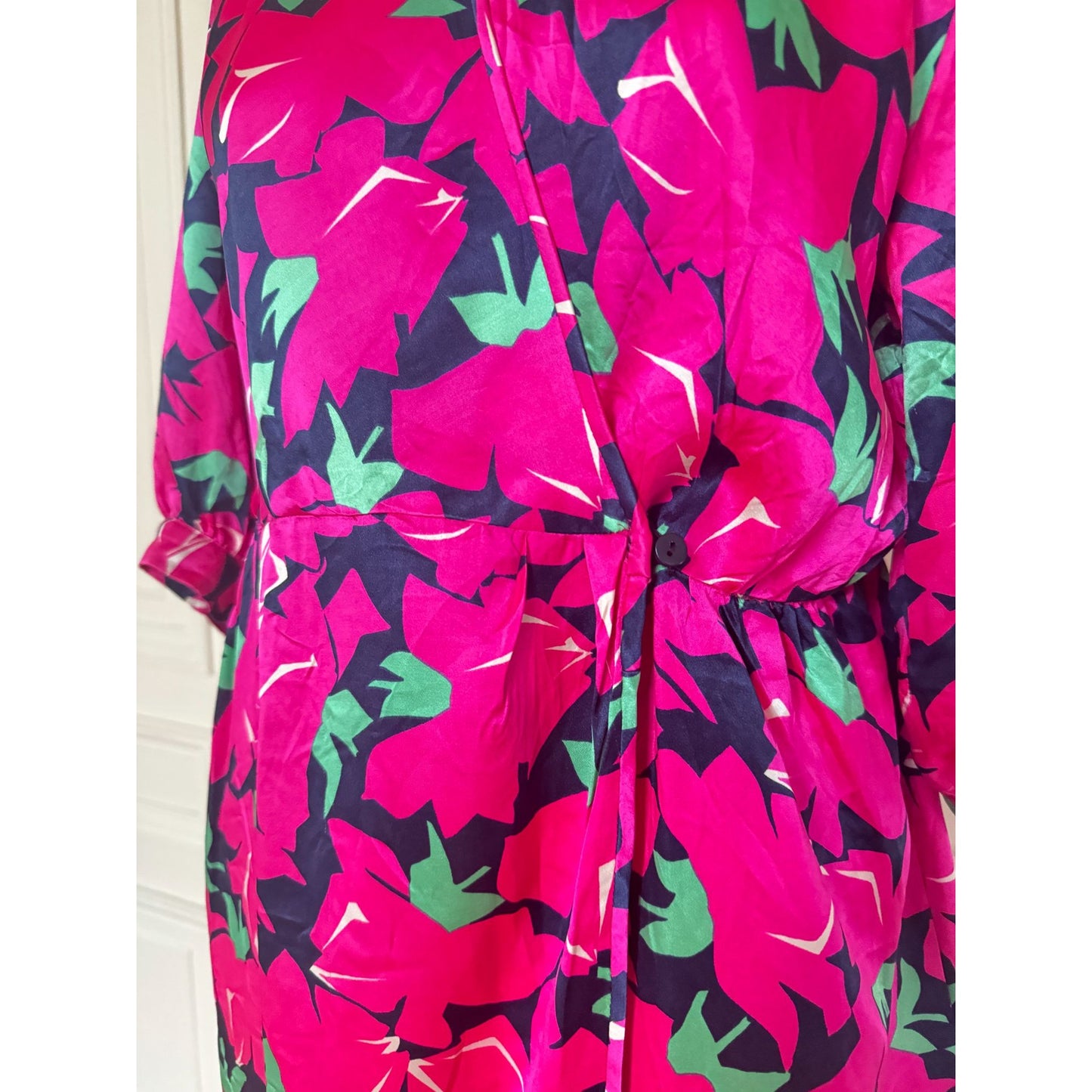Vintage Silk Floral Wrap Dress 