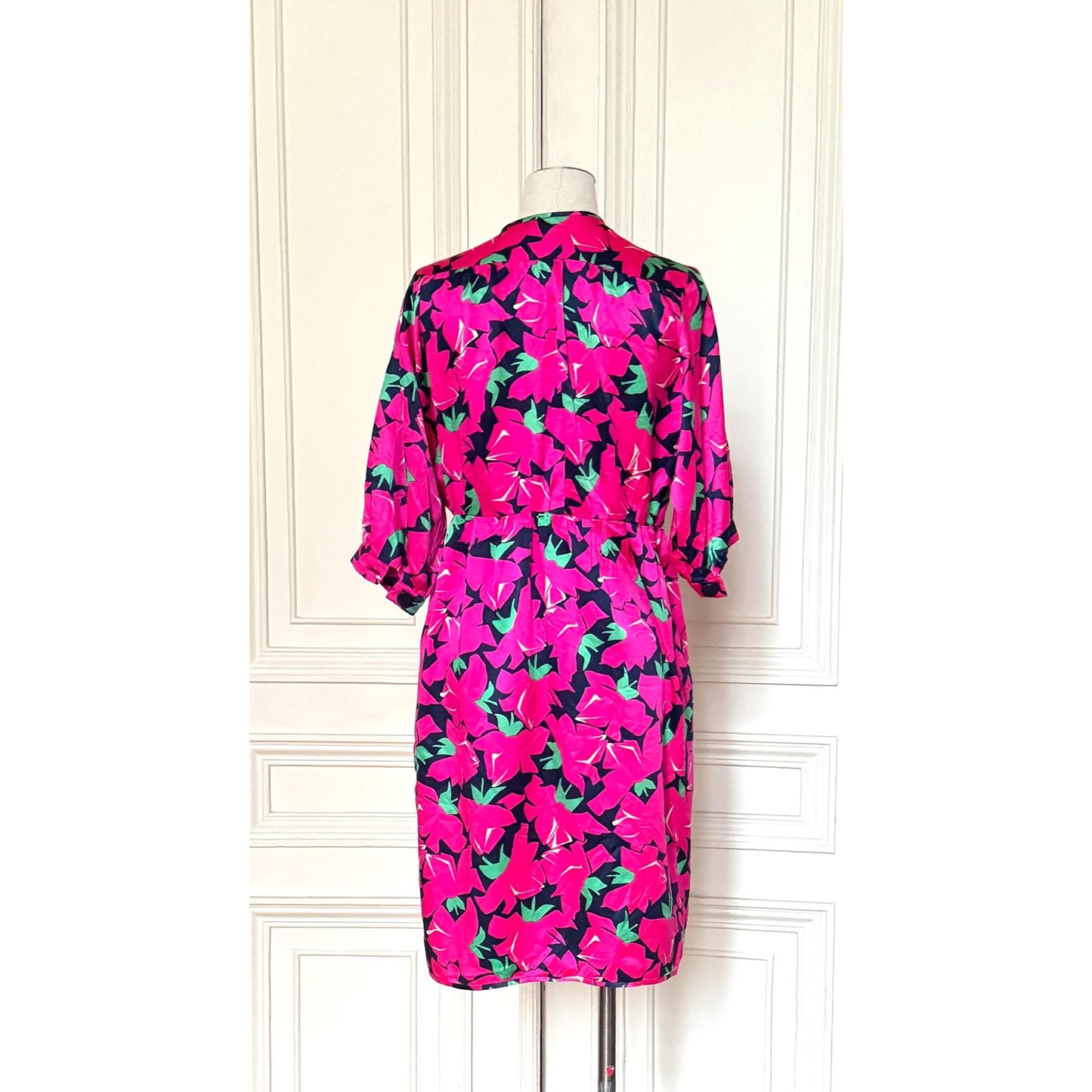 Vintage Silk Floral Wrap Dress 