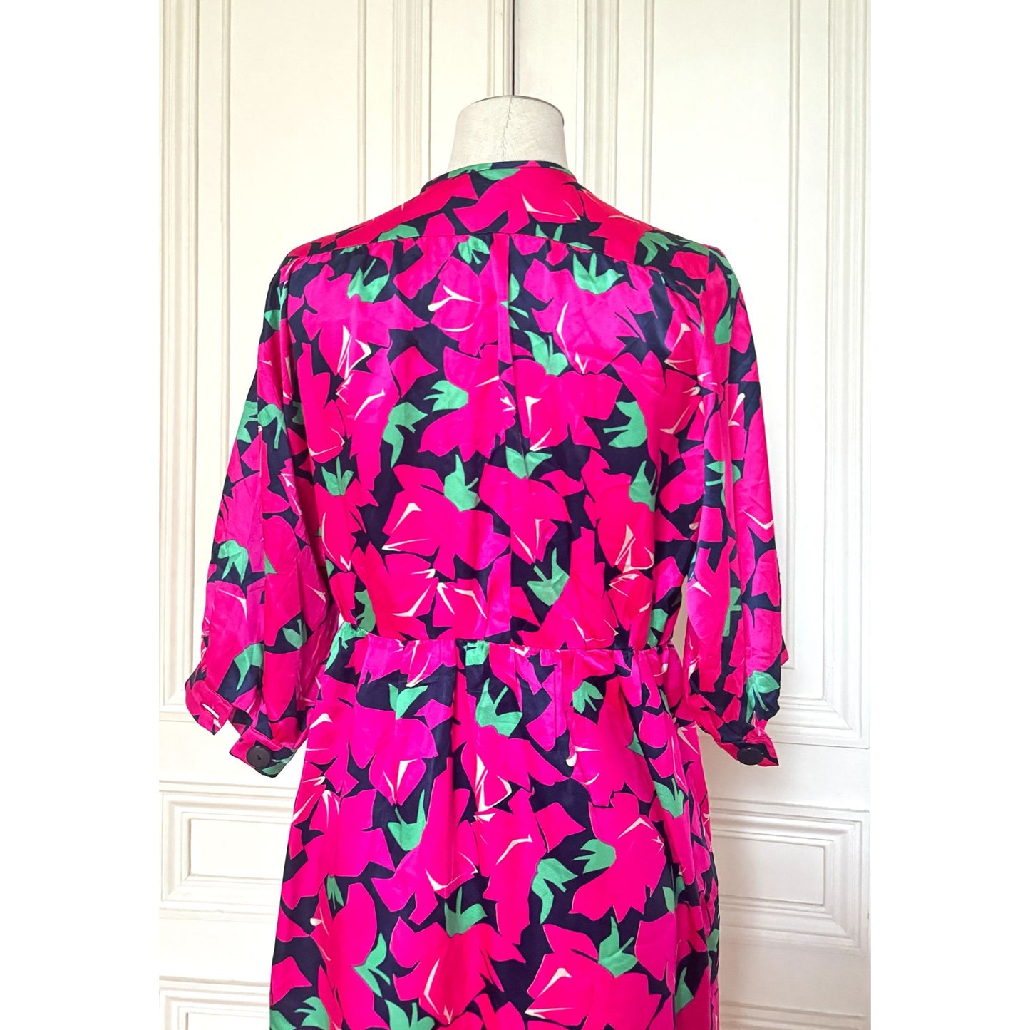 Vintage Silk Floral Wrap Dress 