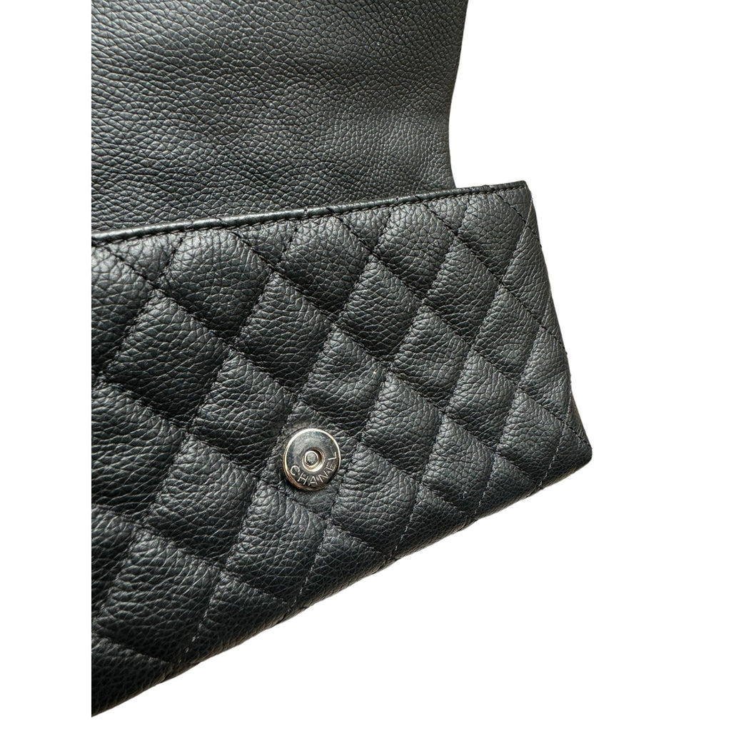 Grained Calfskin Quilted 2.55 Flap Belt Bag Clutch in Black