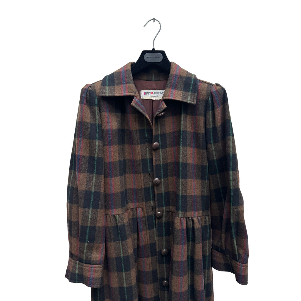 FW 1976 Brown Black Checkered Plaid Coat