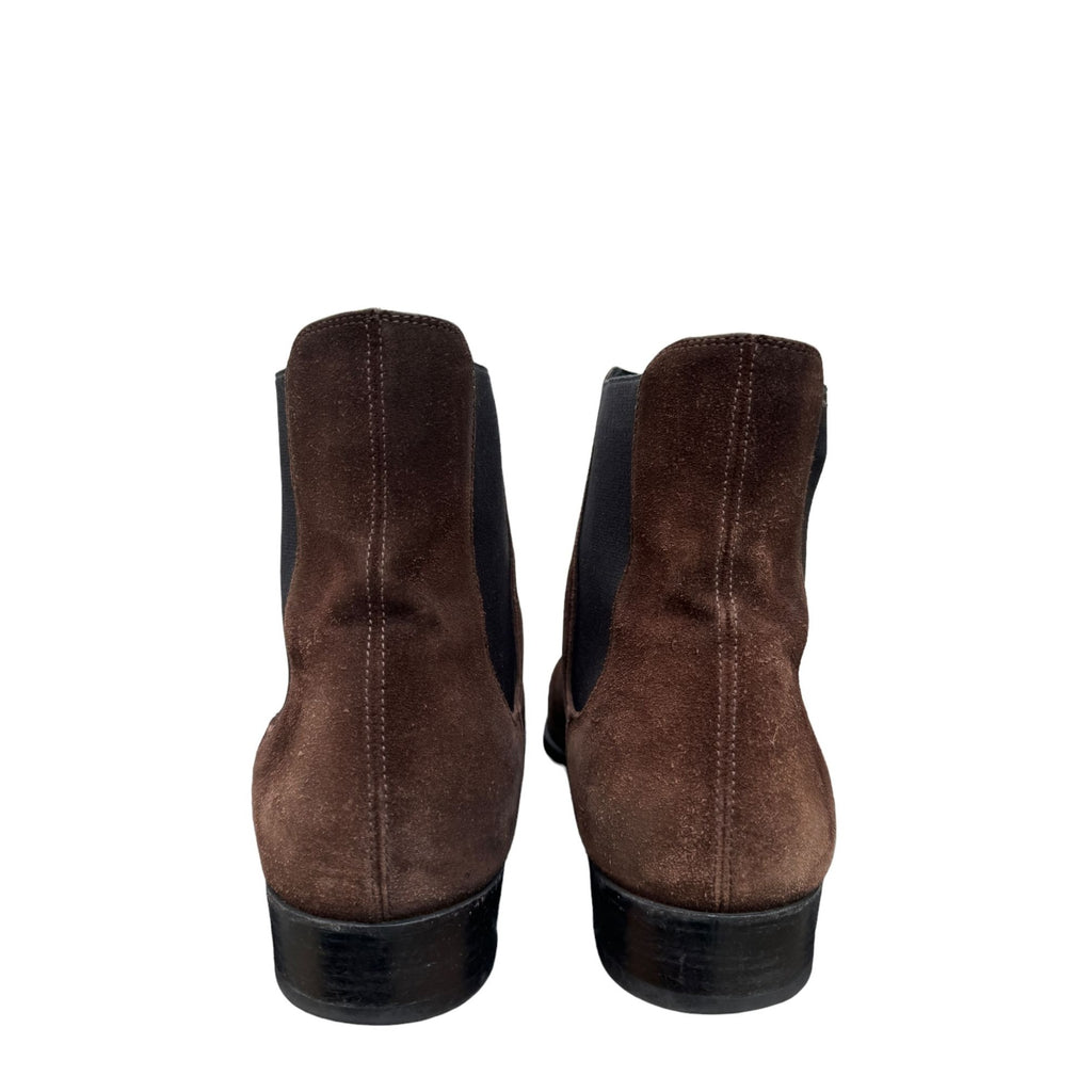 Brown Suede Chelsea Boots Cuban Heel