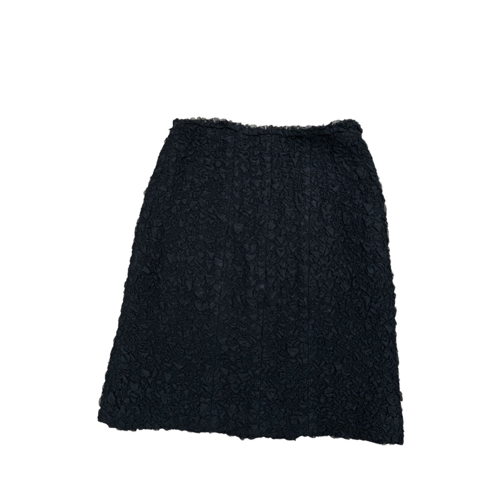 Spring 2000 Black Ruched Mesh A Line Skirt