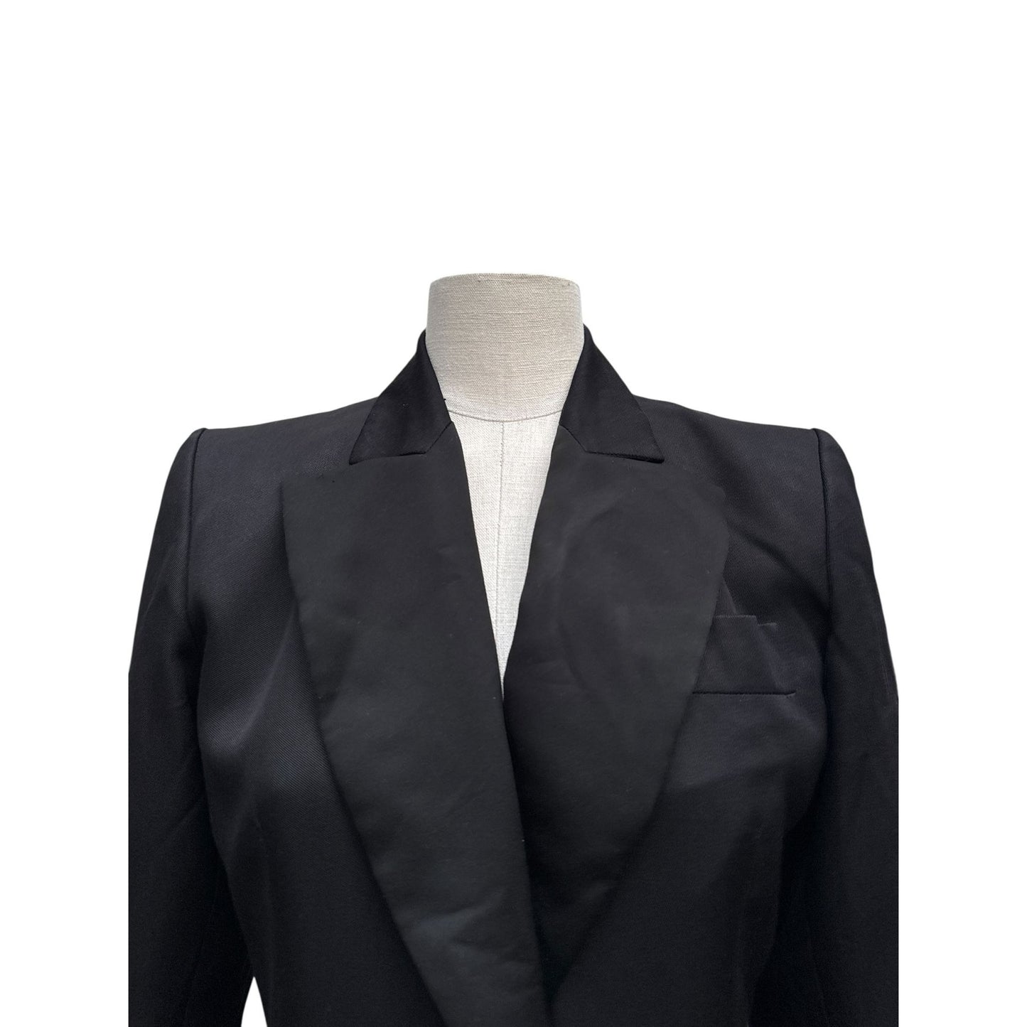 1990s Black Cotton Jacket with Satin Lapels