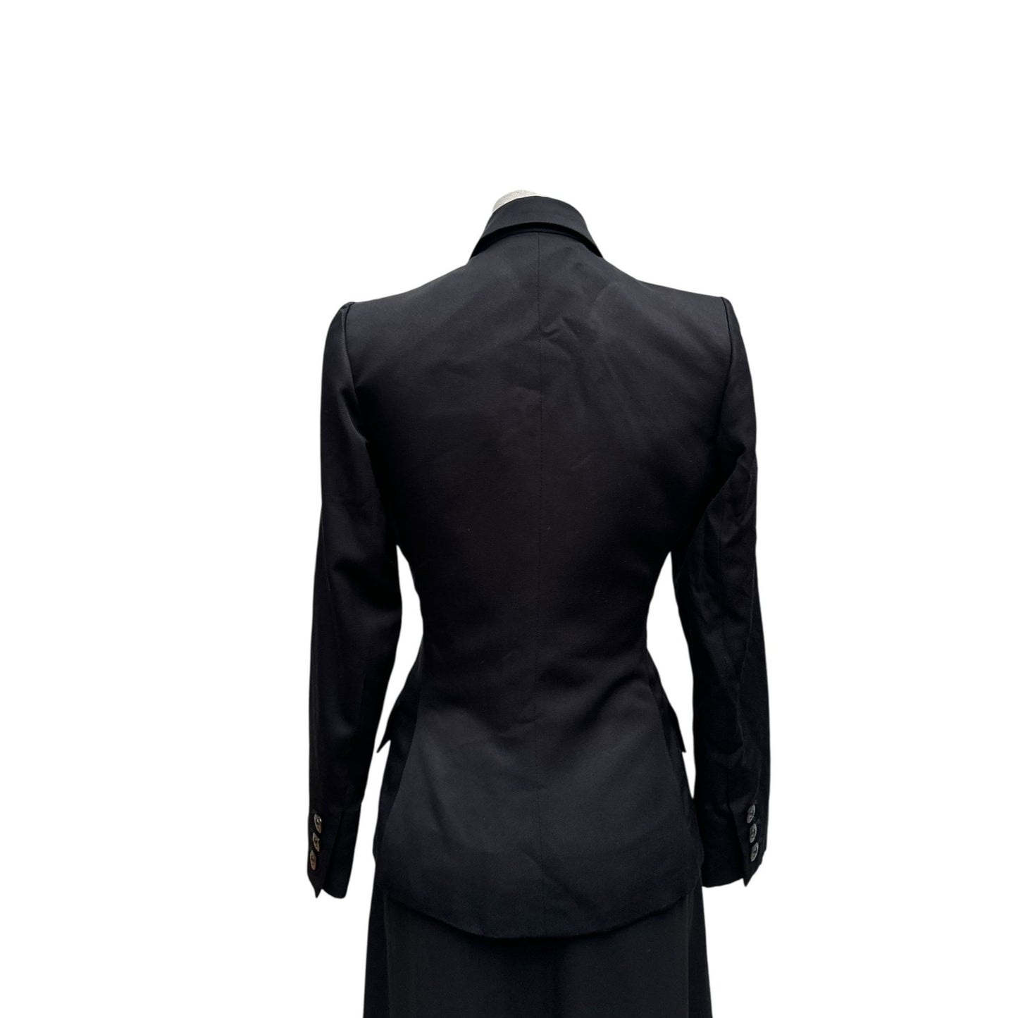 1990s Black Cotton Jacket with Satin Lapels