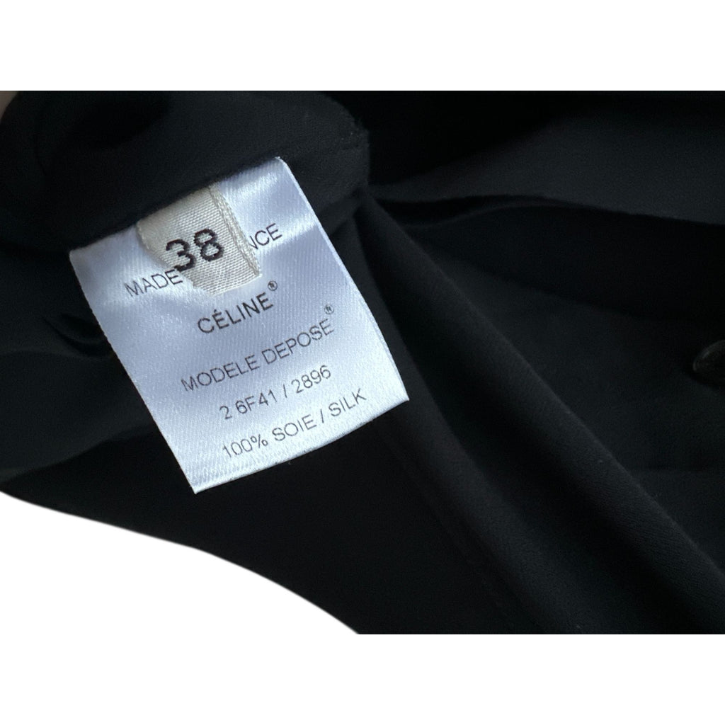 Phoebe Philo Black Silk Scarf-Neck Dress