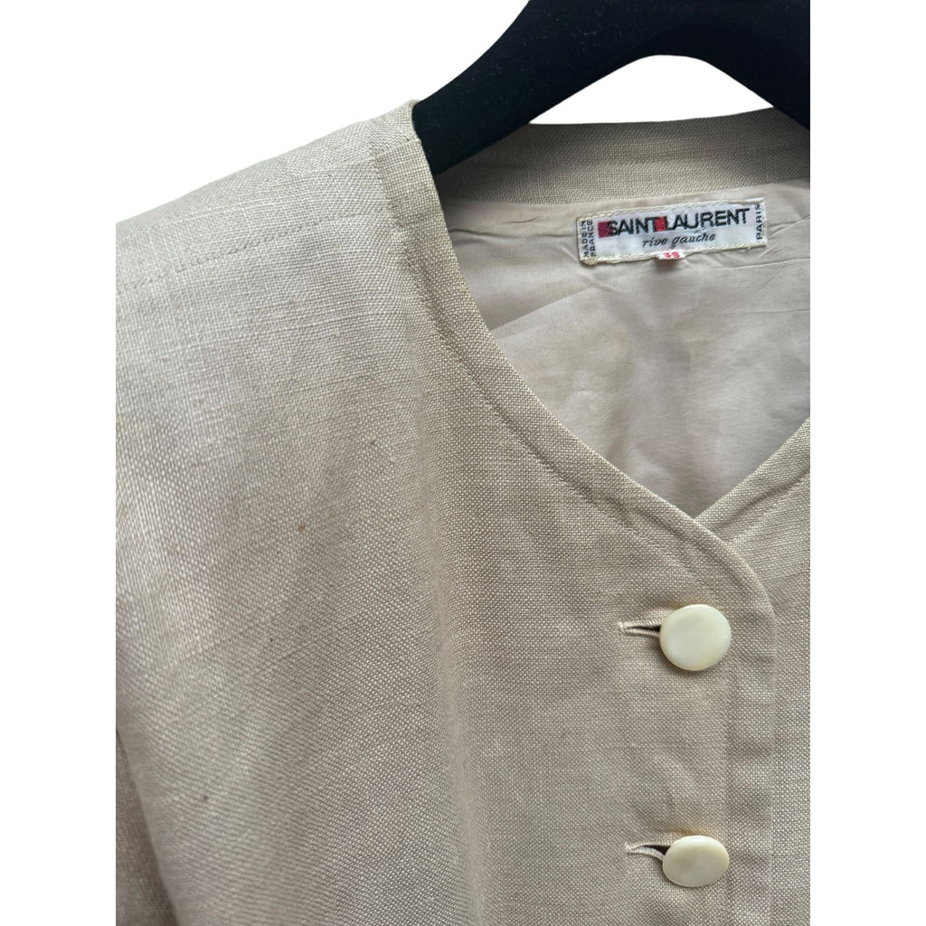 Vintage 1970s  Beige Linen Dress