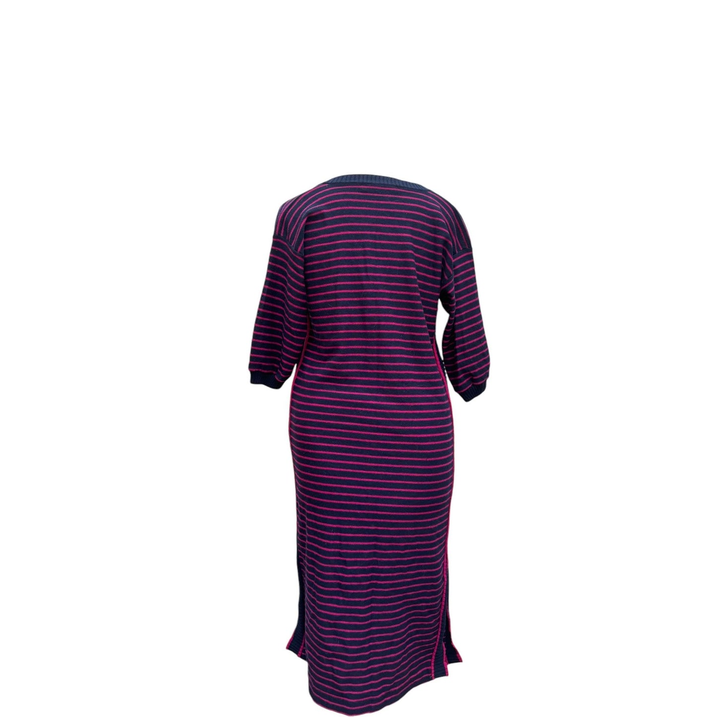 Navy Red Wool Striped Dress