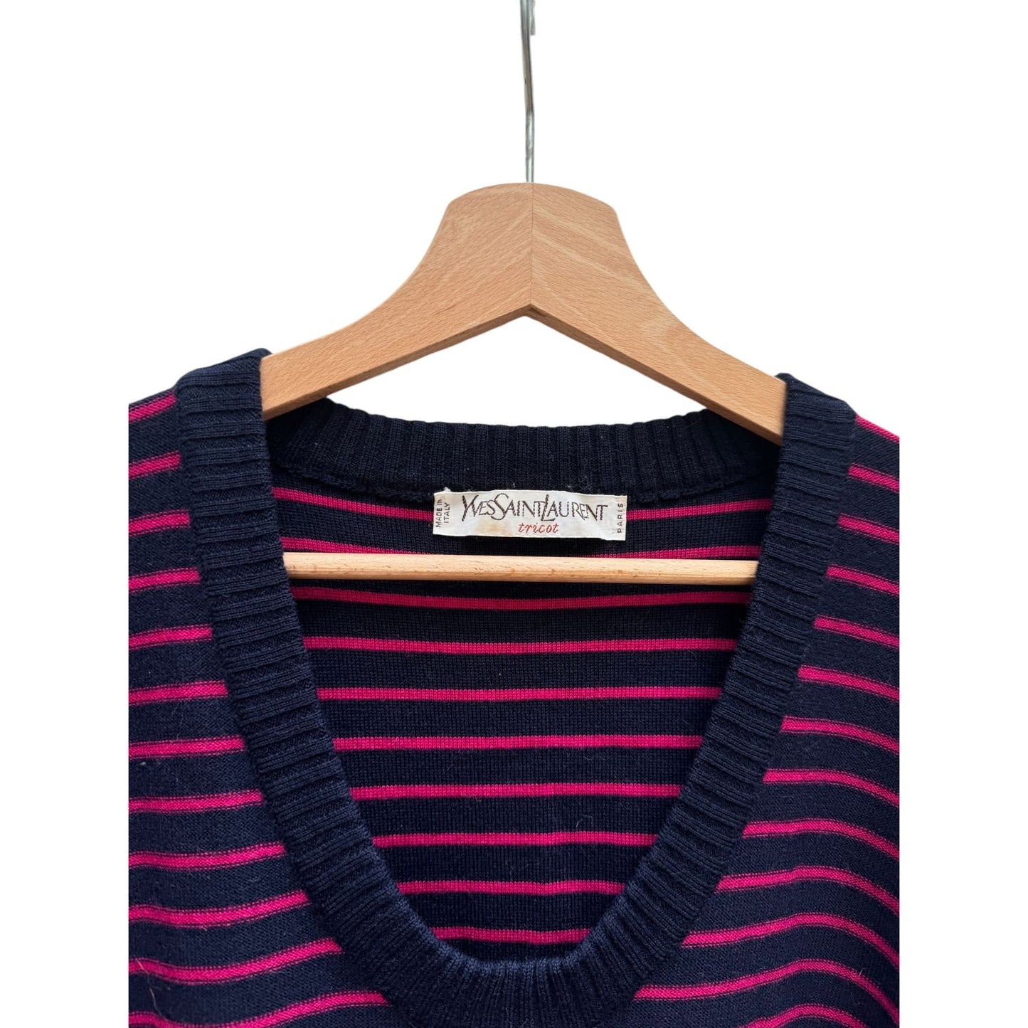 Navy Red Wool Striped Dress