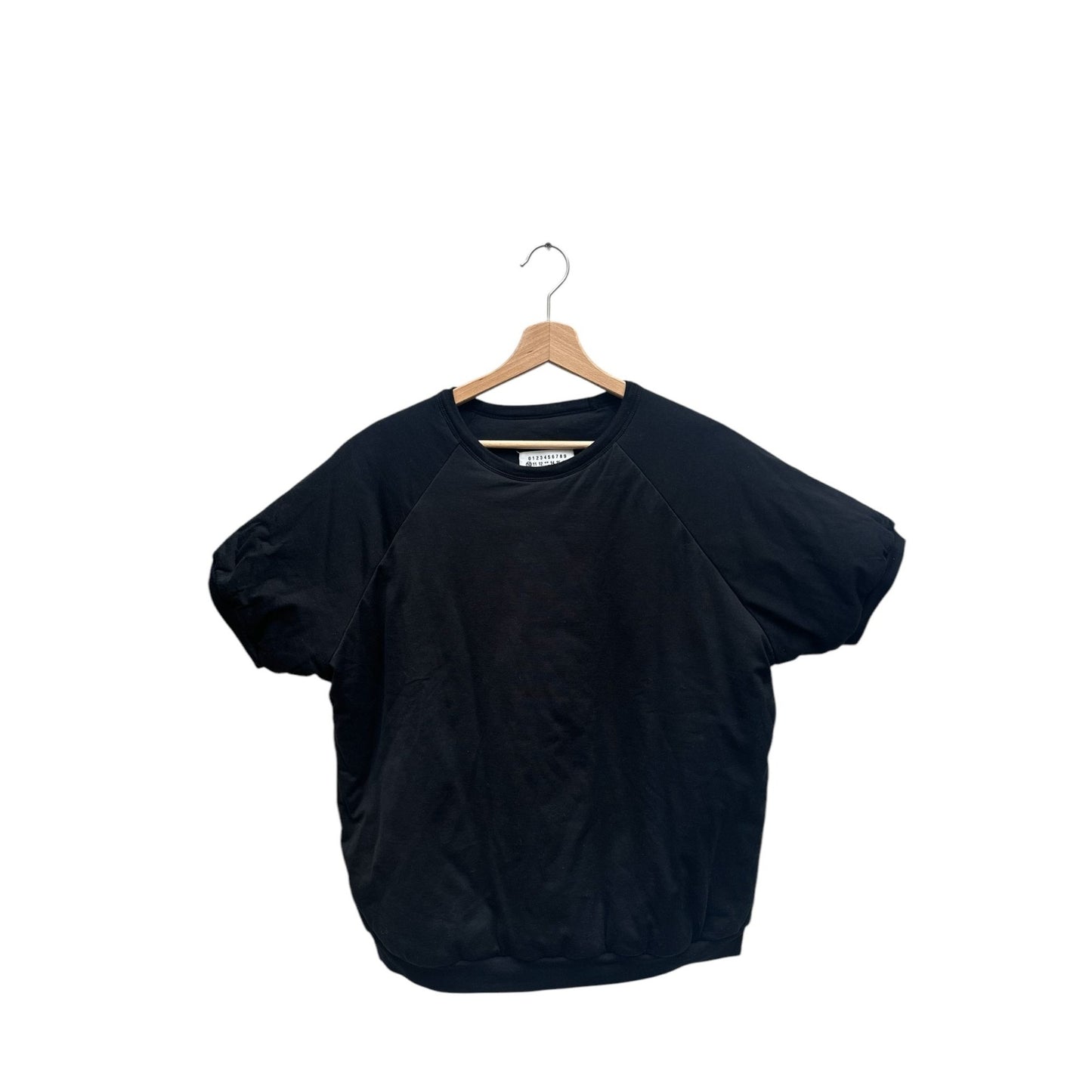 Black Puffed Short Sleeves « Caution » Sweater