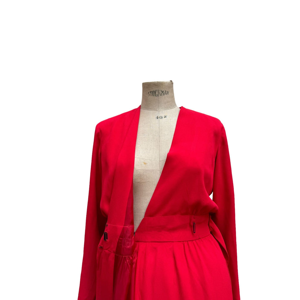 Winter 1985 Vintage Red Wool Wrap Dress