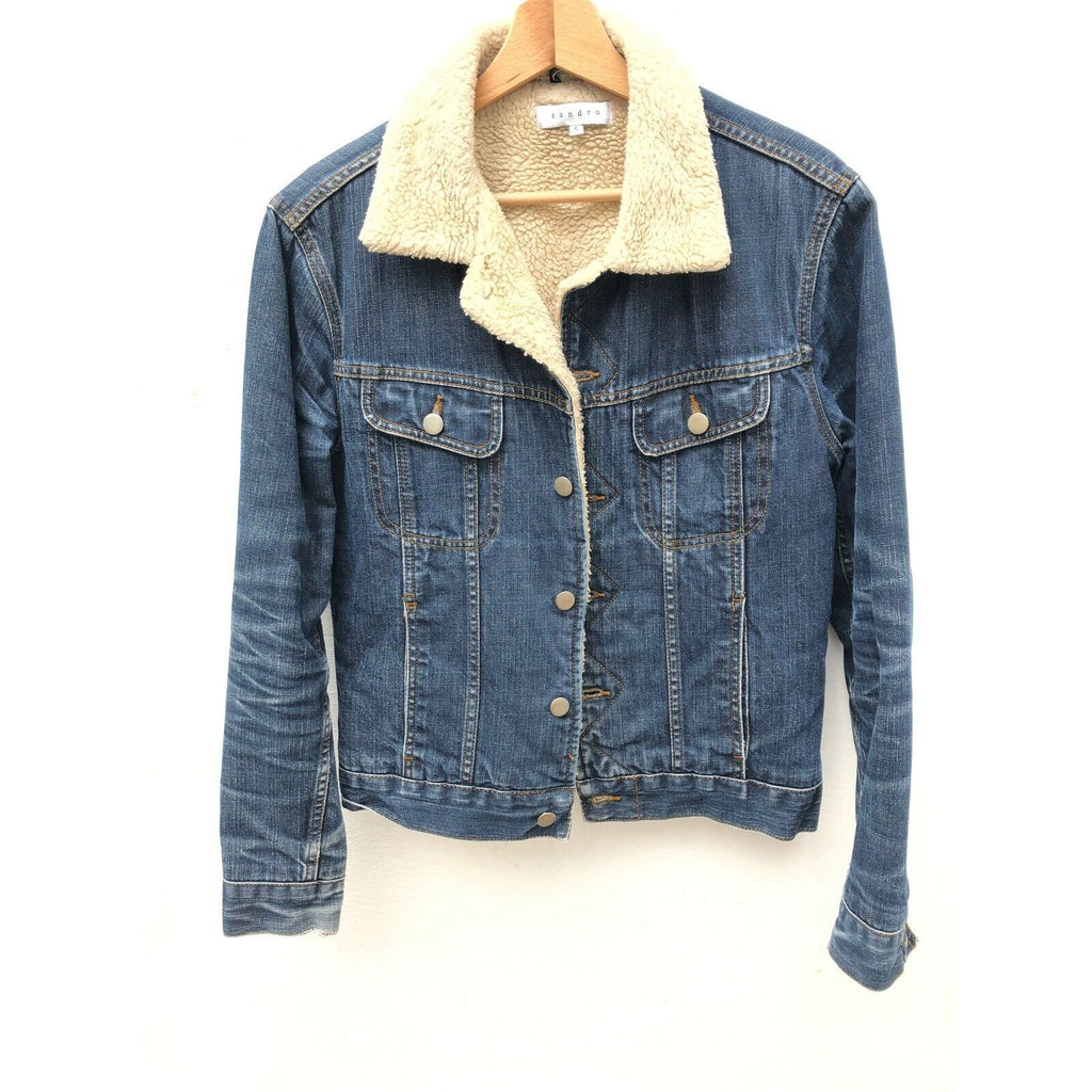 Denim Blue shearling jacket Sherpa Lined