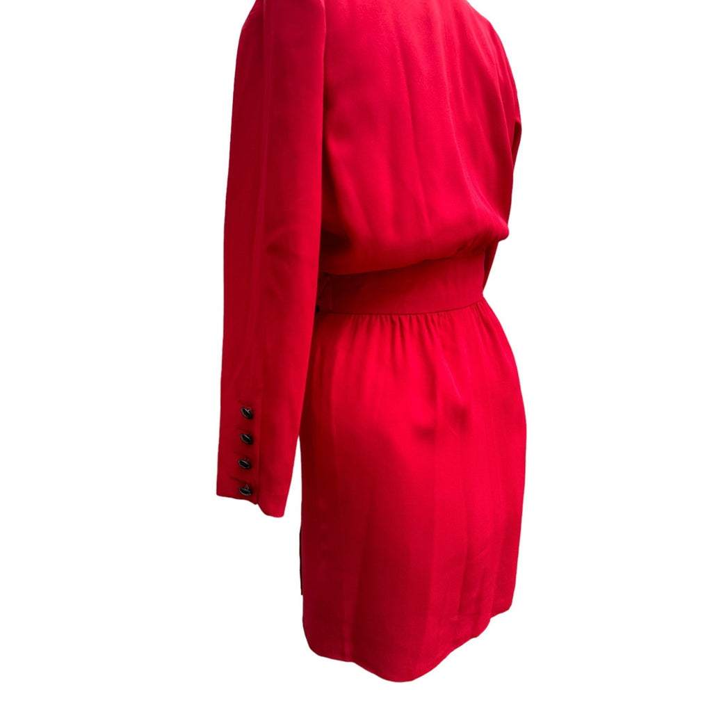 Winter 1985 Vintage Red Wool Wrap Dress