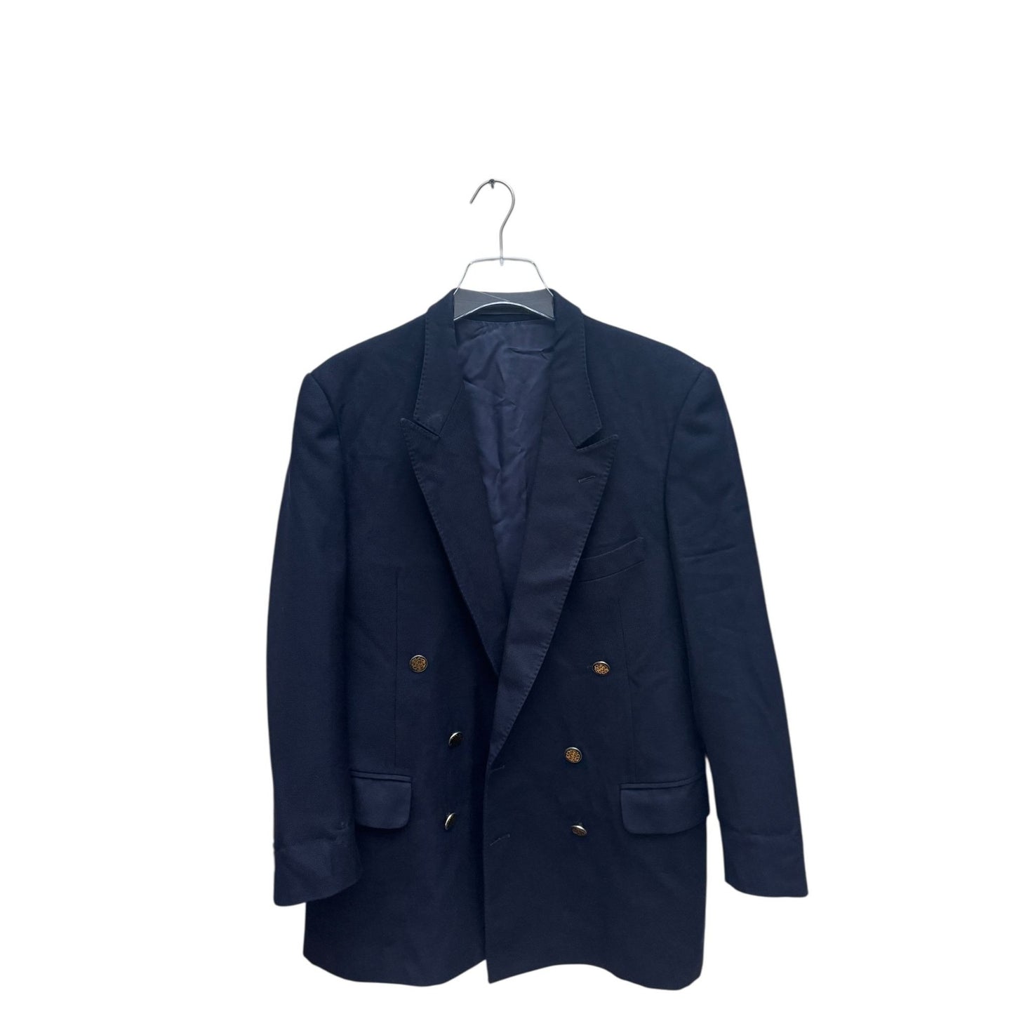 Navy Wool Double-Breasted Blazer