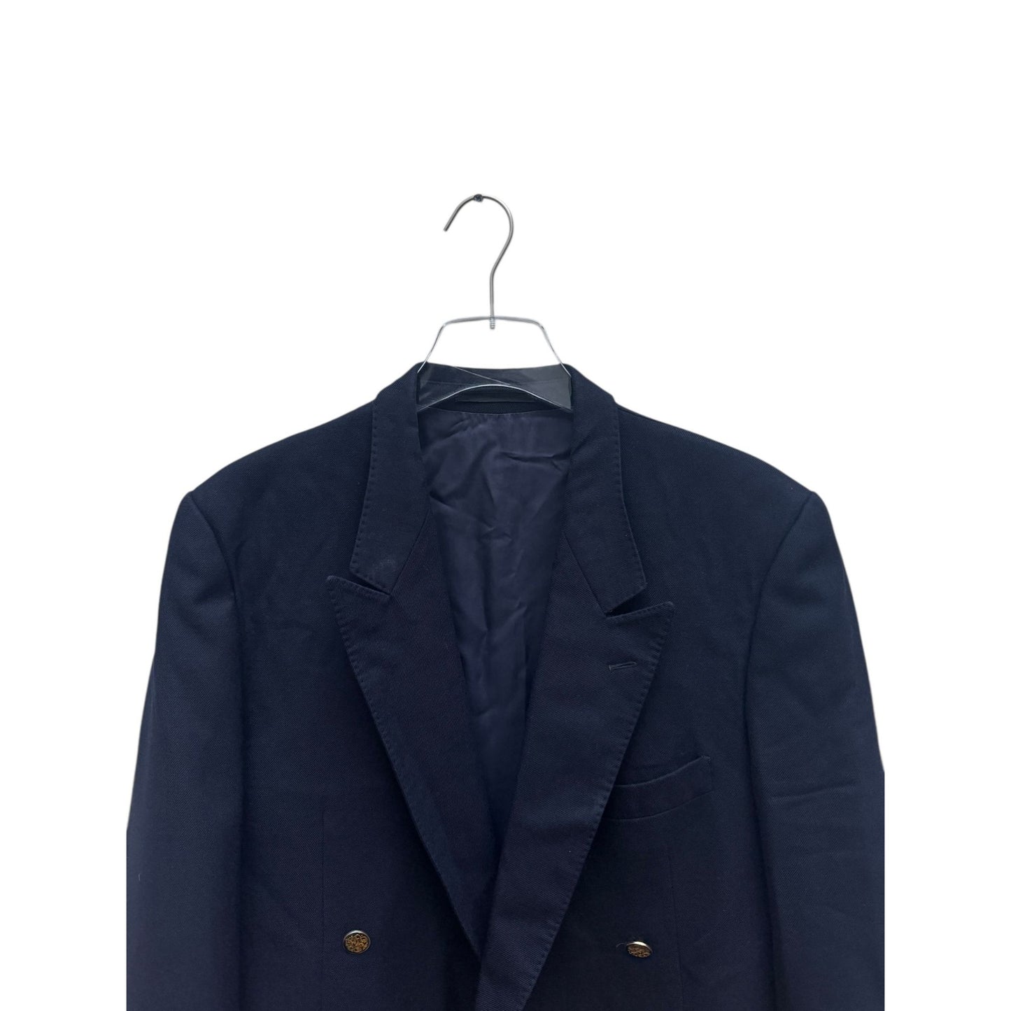 Navy Wool Double-Breasted Blazer