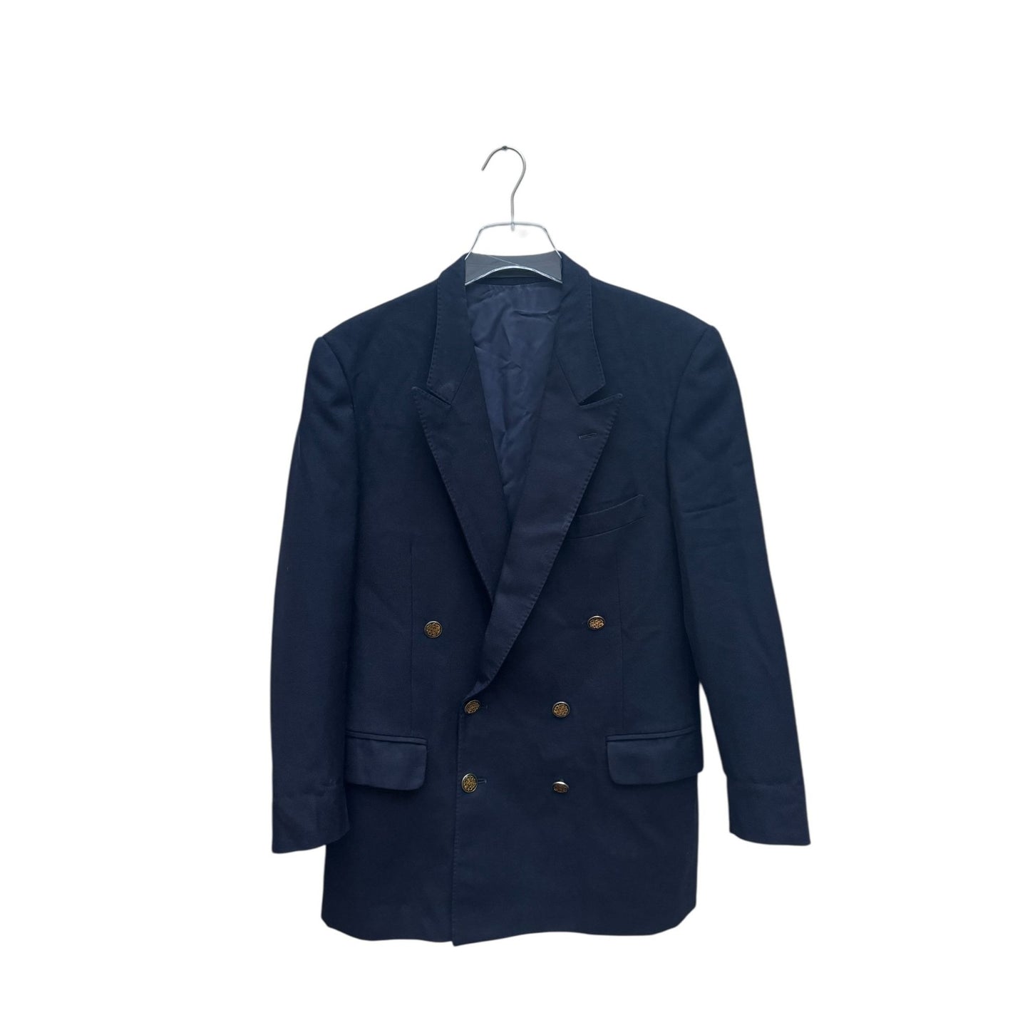 Navy Wool Double-Breasted Blazer