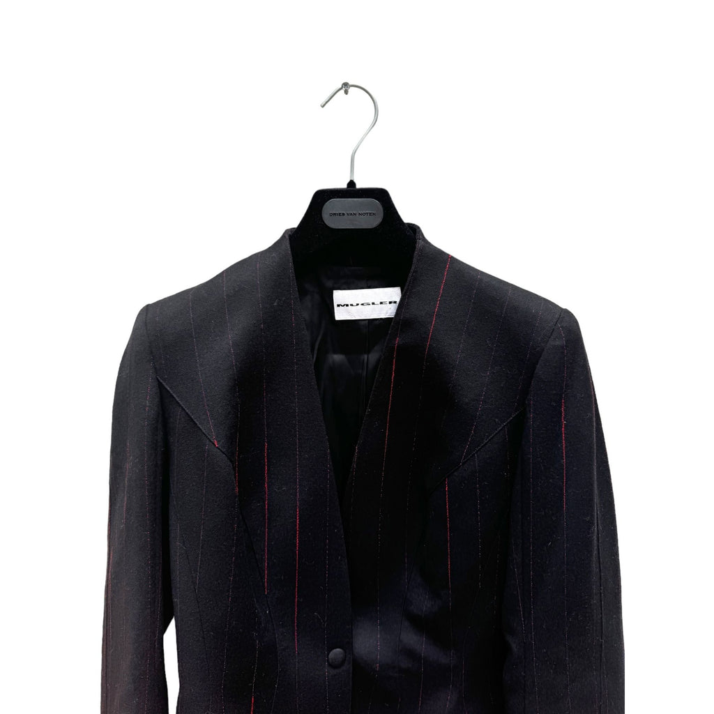 Vintage Red Black Wool Striped Blazer Jacket