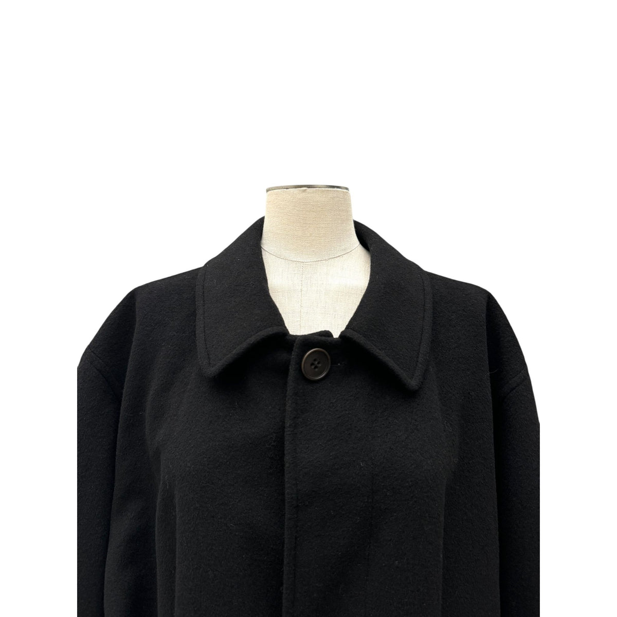 Black Wool Angora Belted Overcoat
