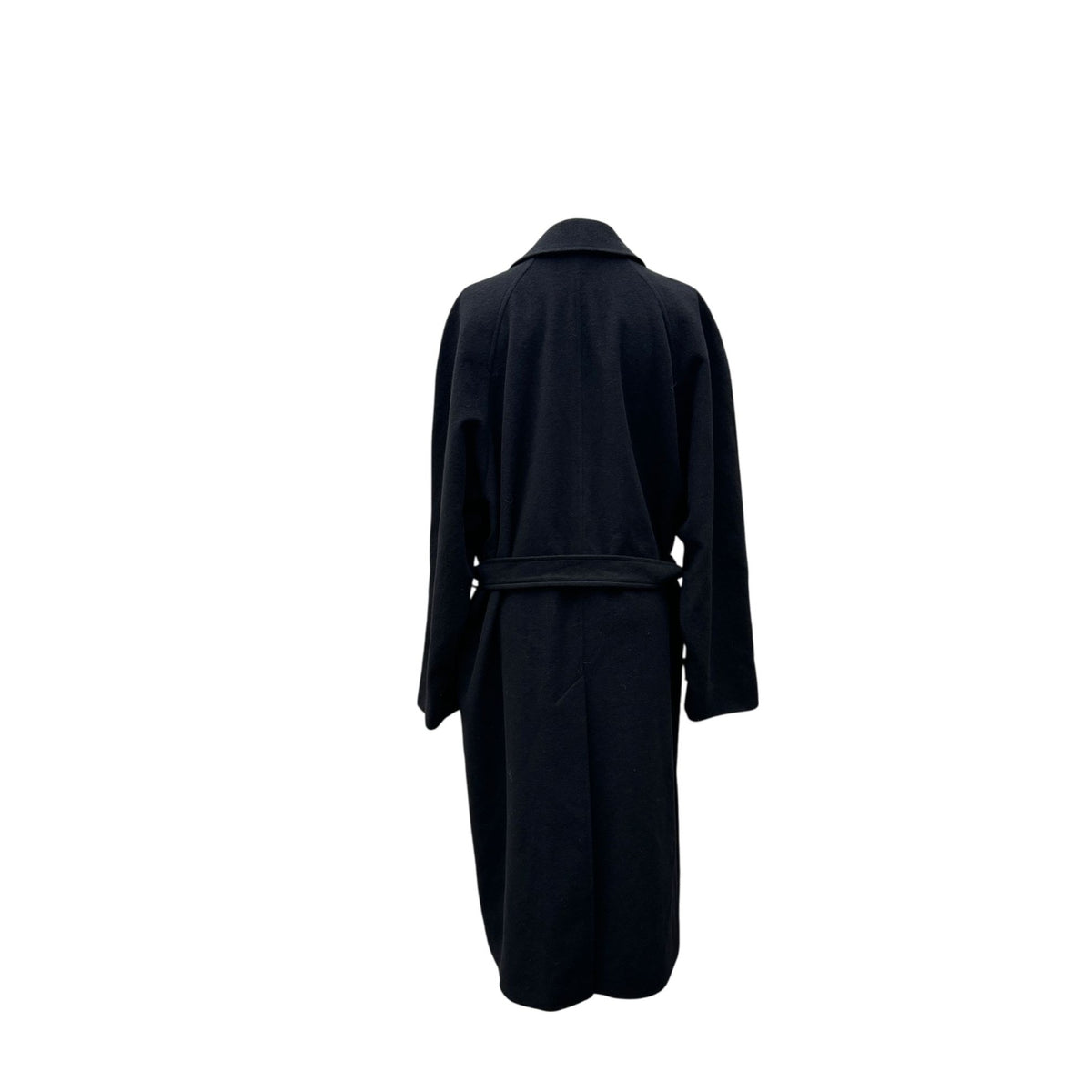 Black Wool Angora Belted Overcoat