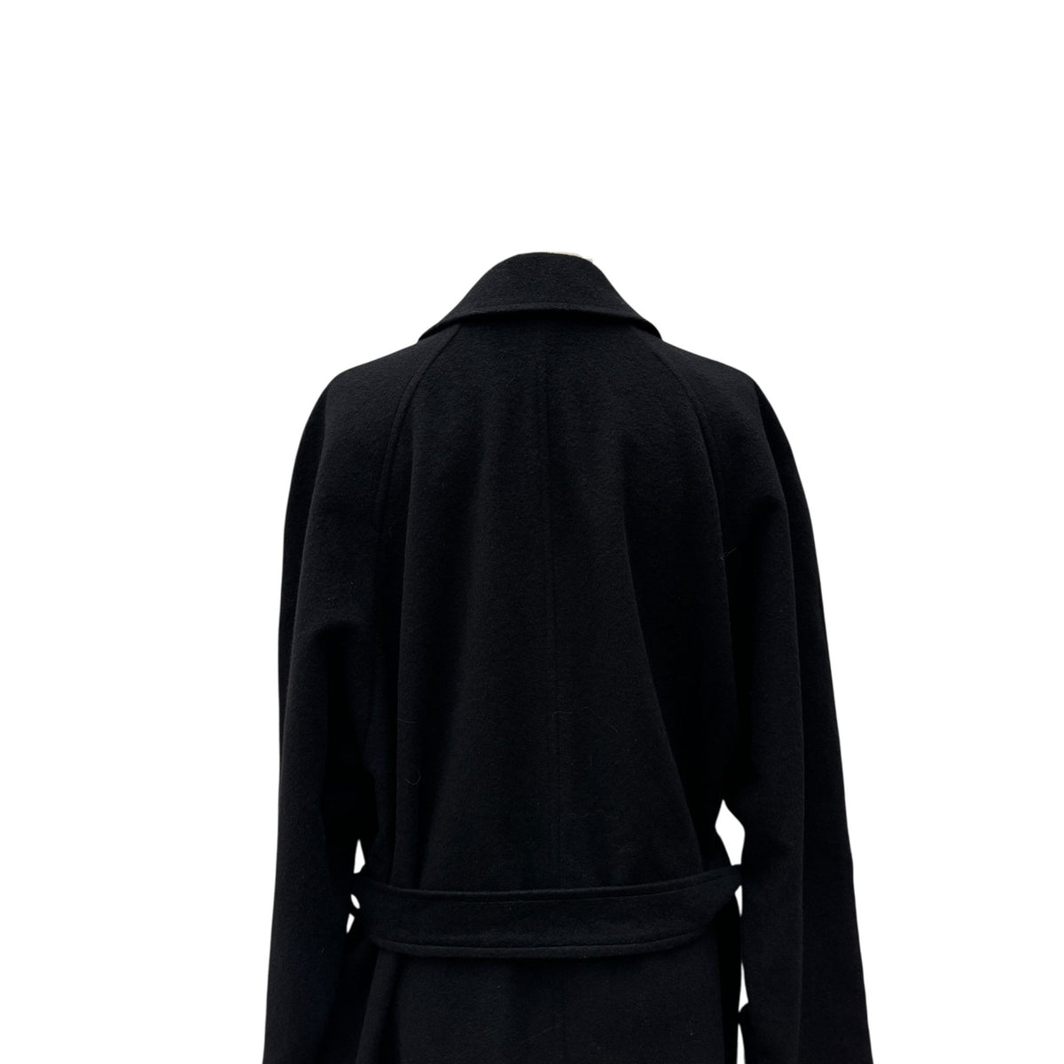 Black Wool Angora Belted Overcoat