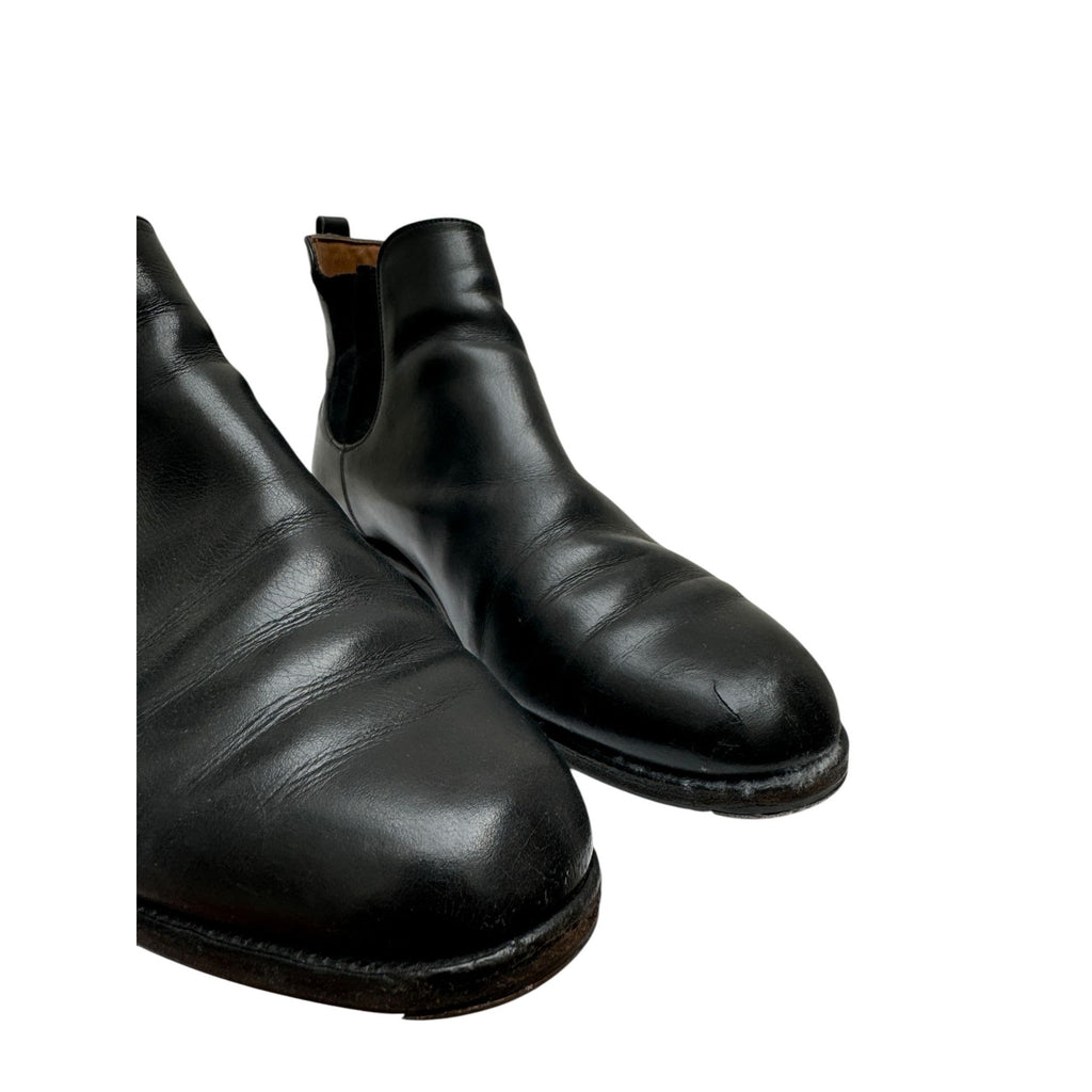 Black leather chelsea boots