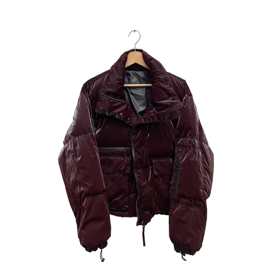 Straps Burgundy Puffer Jacket