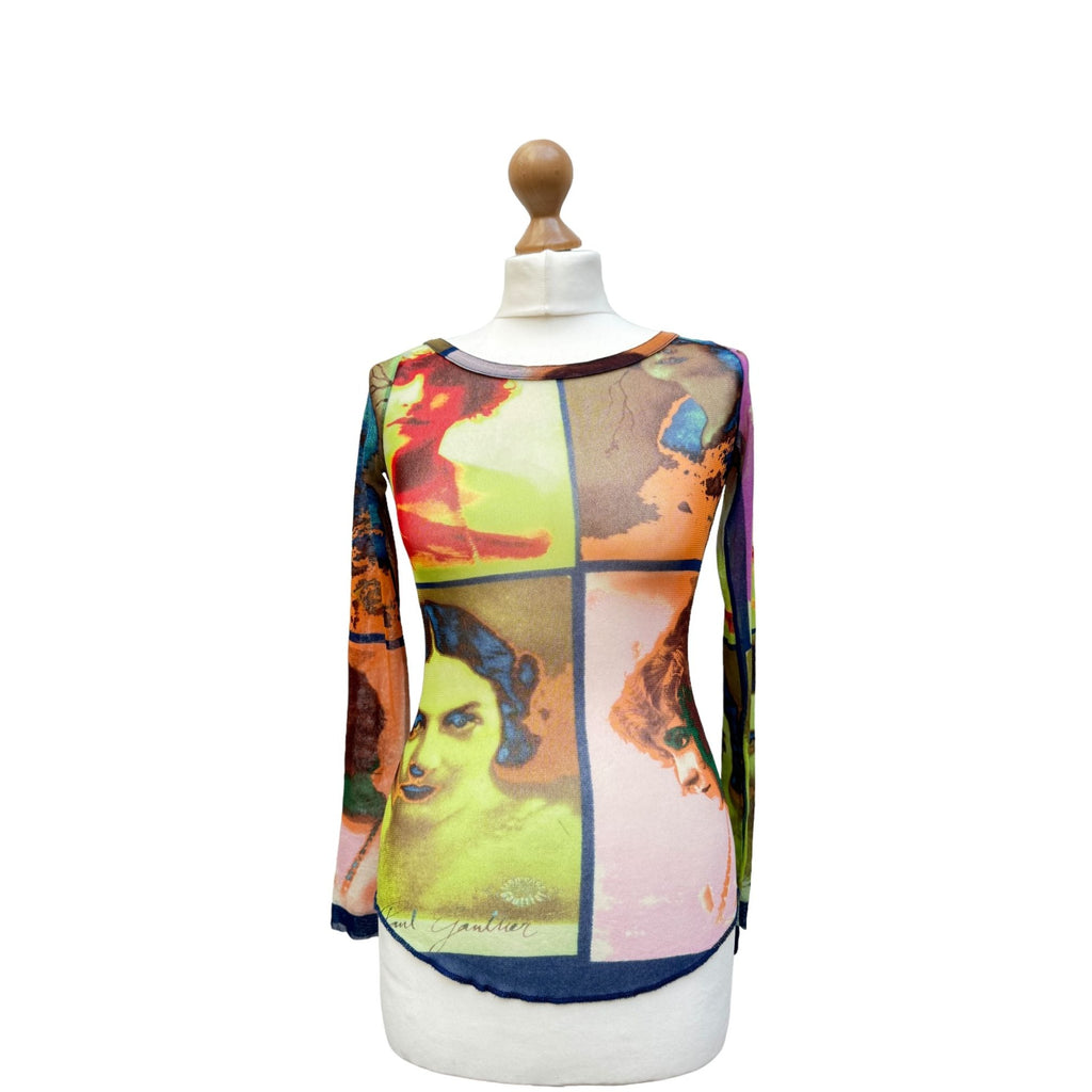 Vintage Women Portraits printed Twin Set Top