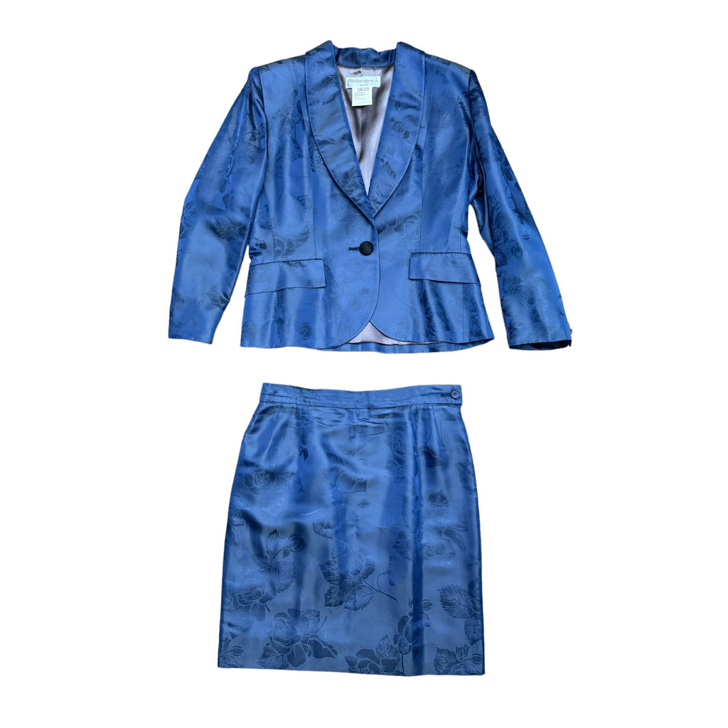 Vintage FW 1998 Navy Brocade Skirt Suit