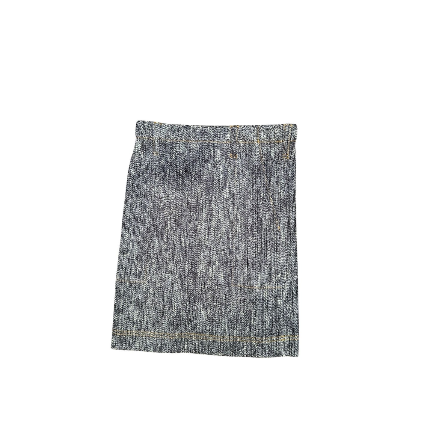 Pleats Please Navy Blue Trompe l’oeil Denim Skirt